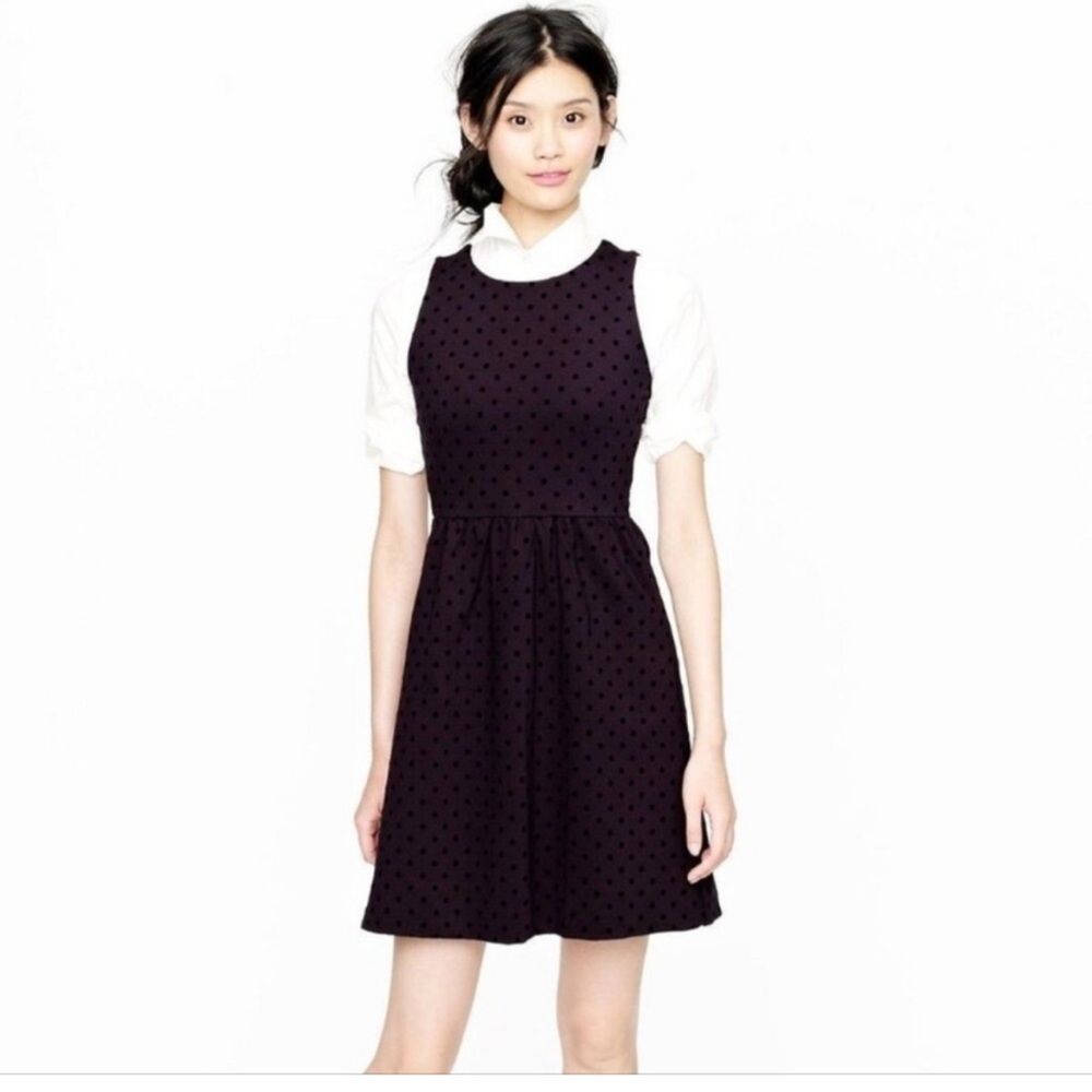 J. Crew Black Polka Dot Fit and Flare Classic Sleeveless Dress Size Medium